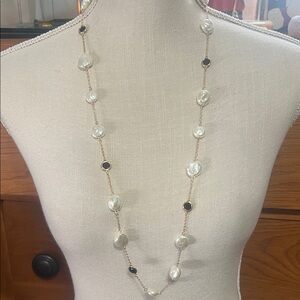 WHBM Crystal & Faux Freshwater Pearl Necklace